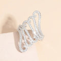 Long Exaggerated Hollow Wave Shell Pattern Ring, Floral Surf Arrangement Statement Finger Jewelry view 3