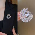 Copper Zircon Leaf Brooch Light Luxury Minimalist Nature Style Lapel Accessory view 1