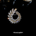 Copper Zircon Leaf Brooch Light Luxury Minimalist Nature Style Lapel Accessory view 4
