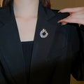 Copper Zircon Leaf Brooch Light Luxury Minimalist Nature Style Lapel Accessory view 3