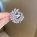 Copper Zircon Leaf Brooch Light Luxury Minimalist Nature Style Lapel Accessory view 2