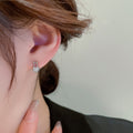 Trendy Heart Chain Stud Earrings, Cool Asymmetric Hollow Heart Ear Jewelry For Women view 3