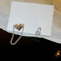 Trendy Heart Chain Stud Earrings, Cool Asymmetric Hollow Heart Ear Jewelry For Women view 4