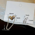 Trendy Heart Chain Stud Earrings, Cool Asymmetric Hollow Heart Ear Jewelry For Women view 5