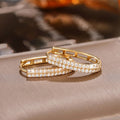 French Geometric U Shape Hoop Earrings For Women, Korean Sparkling Statement Ear Jewelry view 2