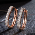 French Geometric U Shape Hoop Earrings For Women, Korean Sparkling Statement Ear Jewelry view 3