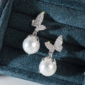 Simple Pearl Butterfly Stud Earrings Vintage Korean Style Butterfly Love Fashion Ear Jewelry view 4