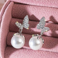 Simple Pearl Butterfly Stud Earrings Vintage Korean Style Butterfly Love Fashion Ear Jewelry view 3