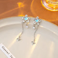 Elegant Asymmetric Star Moon Heart Alloy Rhinestone Crystal Chain Dangle Drop Stud Jewelry Earrings view 2