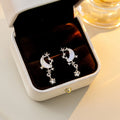 Elegant Asymmetric Star Moon Heart Alloy Rhinestone Crystal Chain Dangle Drop Stud Jewelry Earrings view 4