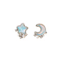 Elegant Asymmetric Star Moon Heart Alloy Rhinestone Crystal Chain Dangle Drop Stud Jewelry Earrings view 5