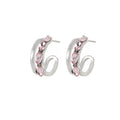 Elegant Pink Heart Zircon Asymmetric Chain Butterfly Bear Drop Stud Alloy Silver Needle Women's Earrings view 5