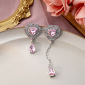 Elegant Pink Heart Zircon Asymmetric Chain Butterfly Bear Drop Stud Alloy Silver Needle Women's Earrings view 2