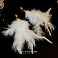 Chic Korean Geometric Feather Drop Earrings With Silver Needle Posts For Women view 3
