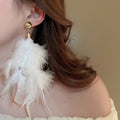 Chic Korean Geometric Feather Drop Earrings With Silver Needle Posts For Women view 4