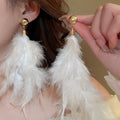 Chic Korean Geometric Feather Drop Earrings With Silver Needle Posts For Women view 2