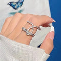 Korean Japanese Geometric Minimalist Wide Cross Ring Fashion Temperament Finger Jewelry view 2