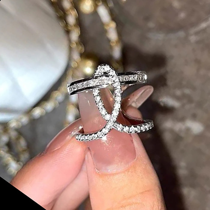 Korean Japanese Geometric Minimalist Wide Cross Ring Fashion Temperament Finger Jewelry