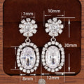 Sparkling Round Circle Flower Earrings For Women, Elegant Bridal Banquet Evening Dress Jewelry view 5