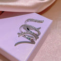 Fashion Multilayer Geometric Wrap Zircon Snake Ring, Creative Korean Style Statement Finger Jewelry view 3