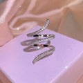 Fashion Multilayer Geometric Wrap Zircon Snake Ring, Creative Korean Style Statement Finger Jewelry view 4