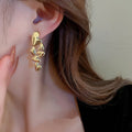 Irregular Metallic Heart Stud Earrings, Designer Shiny Statement Ear Jewelry For Women view 4