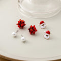 Elegant Women Christmas Tree Santa Bowknot Faux Pearl Enamel Alloy Rhinestone Stud Set Earrings view 2
