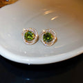 Copper Zircon Flower Hollow Stud Earrings French Vintage Light Luxury Women's Jewelry view 4