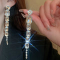 Light Luxury Alloy Square Tassel Earrings And Collarbone Necklace Jewelry Set For Women view 3