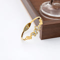 Korean Minimalist Butterfly Bracelet, Stainless Steel Black White Heart Geometric Hollow Bangle view 4