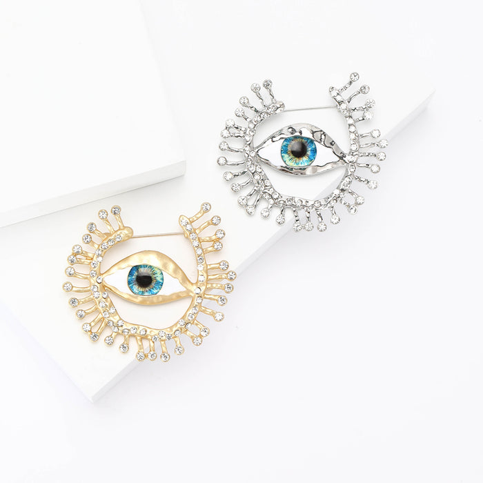 Alloy Rhinestone Eye Brooch Elegant Lapel Pin For Women's Clothing