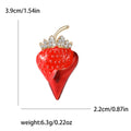 Alloy Enamel Strawberry Brooch With Rhinestones For Clothing Decoration view 5