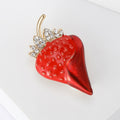 Alloy Enamel Strawberry Brooch With Rhinestones For Clothing Decoration view 3