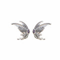 Luxury Liquid Metal Butterfly Wing Alloy Zircon Studs Irregular Fairy Design Women's Fashion Earrings view 5