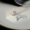 Luxury Liquid Metal Butterfly Wing Alloy Zircon Studs Irregular Fairy Design Women's Fashion Earrings view 4