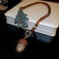 Vintage Pinecone Clasp Artificial Crystal Geometric Necklace With Rhinestone Light Luxury Design view 3