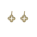 Copper Zircon Four Petal Flower Hollow Leaf Stud Earrings Minimalist Commuter Jewelry view 5
