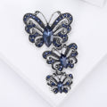 Vintage Alloy Crystal Three Butterfly Brooch Pin For Elegant Coats view 2