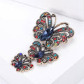 Vintage Alloy Crystal Three Butterfly Brooch Pin For Elegant Coats view 3