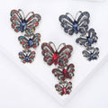 Vintage Alloy Crystal Three Butterfly Brooch Pin For Elegant Coats view 1