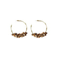 Chic Sandalwood Bead Woven C-Shaped Twisted Hoop Earrings With Silver Posts view 5