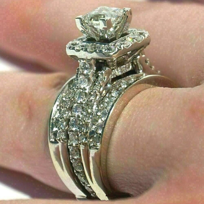 New Square Princess Ring Luxury Party Ring For Women European Cross Border Fashion Jewelry