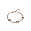 Light Luxury Copper Zircon Flower Hollow Bangle Pastoral Style Minimalist Jewelry view 5