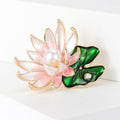 Alloy Enamel Lotus Flower Brooch For Elegant Clothing Accessories view 2