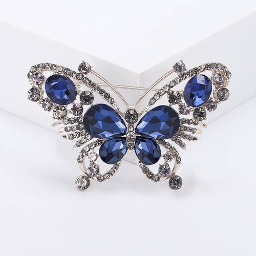 Alloy Rhinestone Crystal Butterfly Brooch Pin For Fashion Apparel