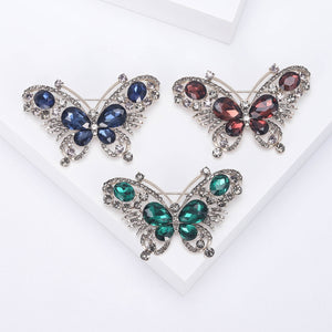 Alloy Rhinestone Crystal Butterfly Brooch Pin For Fashion Apparel