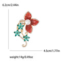 Alloy Enamel Camellia Flower Brooch With Rhinestones For Clothing view 5