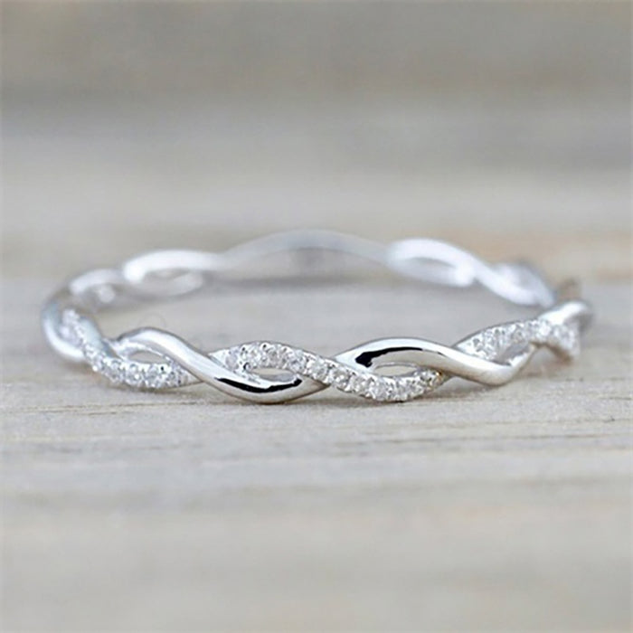 New Twisted Rope Ring With Micro Pave Cubic Zirconia Fashion Minimalist Personality Tail Ring