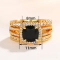 French Retro Luxury Square Ring Set Unisex Fashion Personality Three Piece Rings For Men And Women view 5