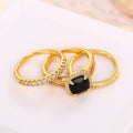 French Retro Luxury Square Ring Set Unisex Fashion Personality Three Piece Rings For Men And Women view 4